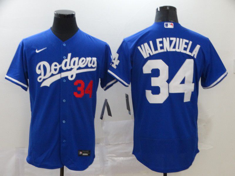 Men Los Angeles Dodgers #34 Valenzuela Blue Nike Elite MLB Jerseys->los angeles dodgers->MLB Jersey